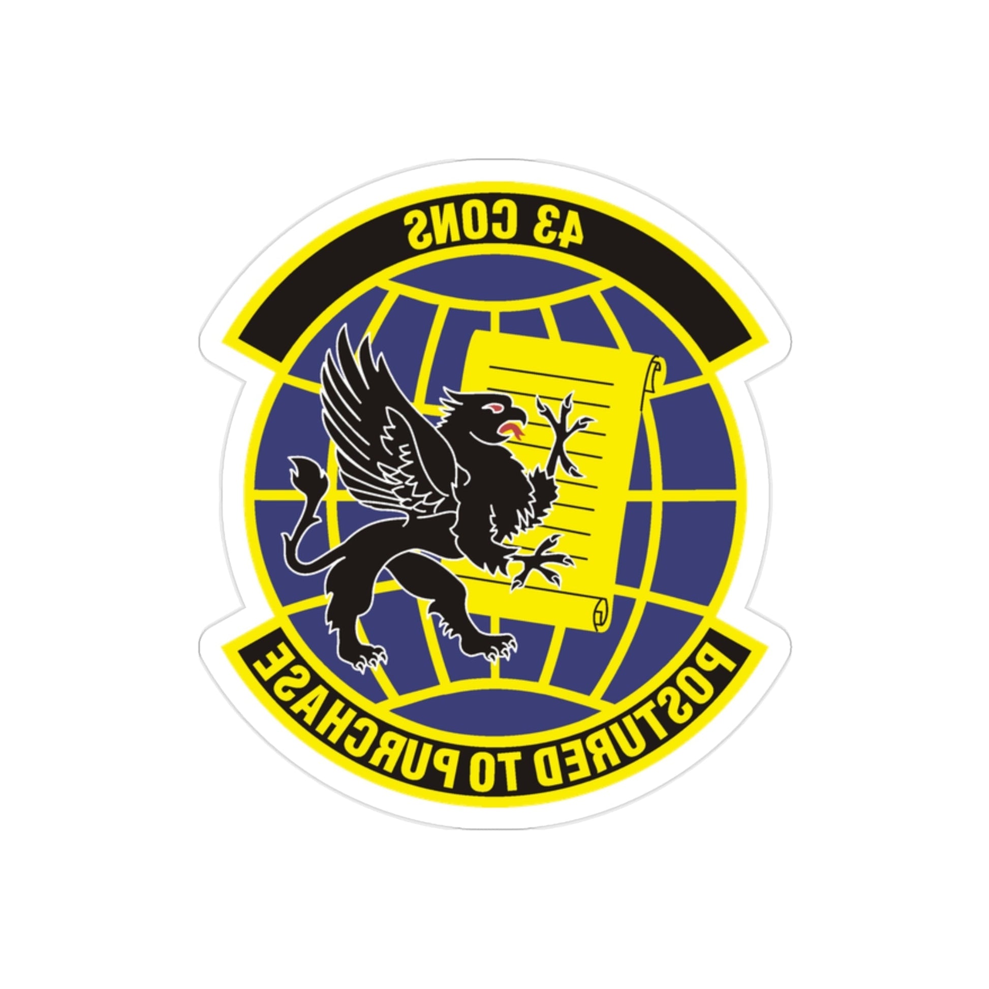 43d Contracting Squadron (U.S. Air Force) REVERSE PRINT Transparent STICKER-2" × 2"-The Sticker Space