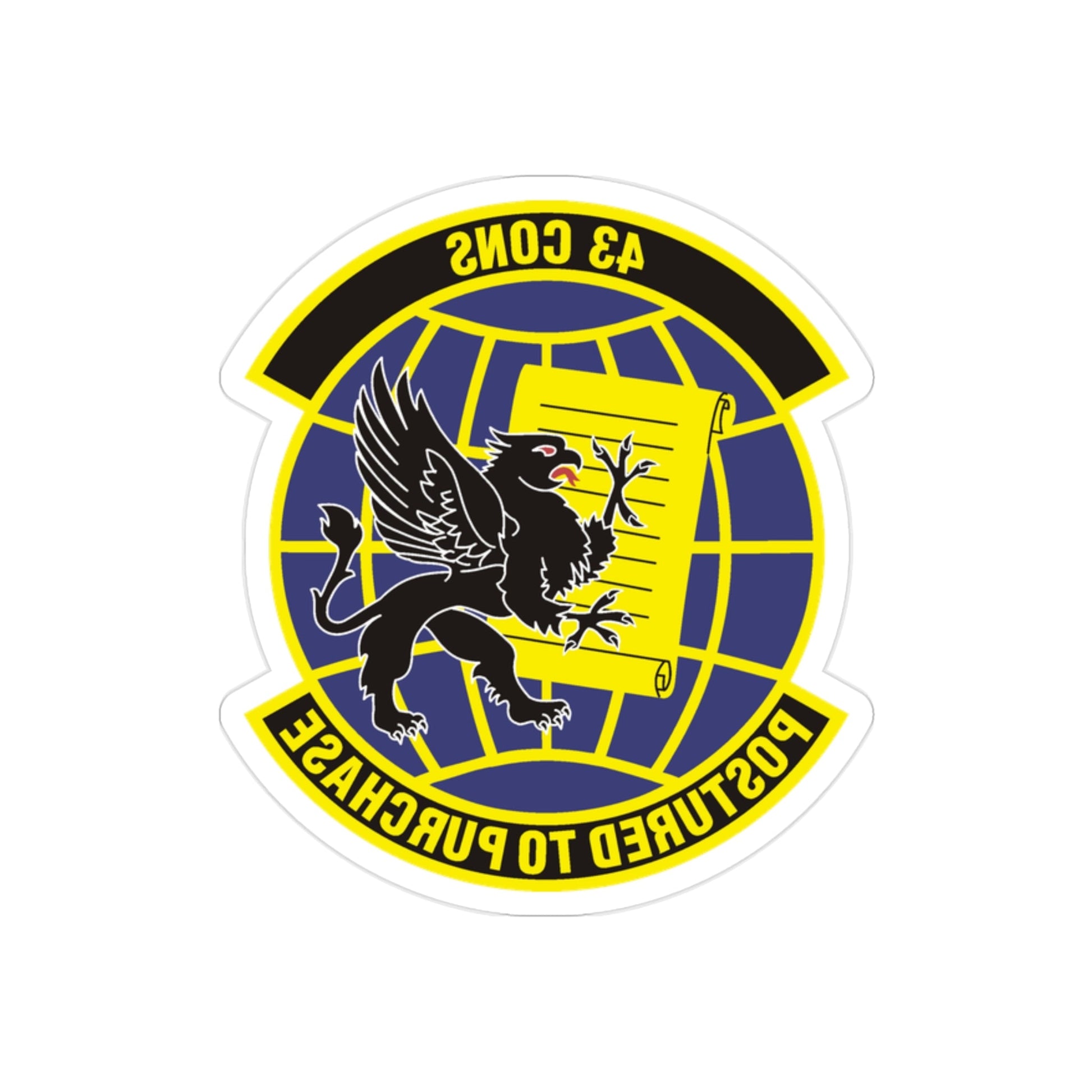 43d Contracting Squadron (U.S. Air Force) REVERSE PRINT Transparent STICKER-2" × 2"-The Sticker Space