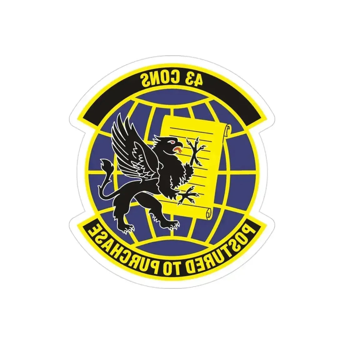 43d Contracting Squadron (U.S. Air Force) REVERSE PRINT Transparent Die-Cut STICKER 3 Inch Die-Cut Transparent - The Sticker Space