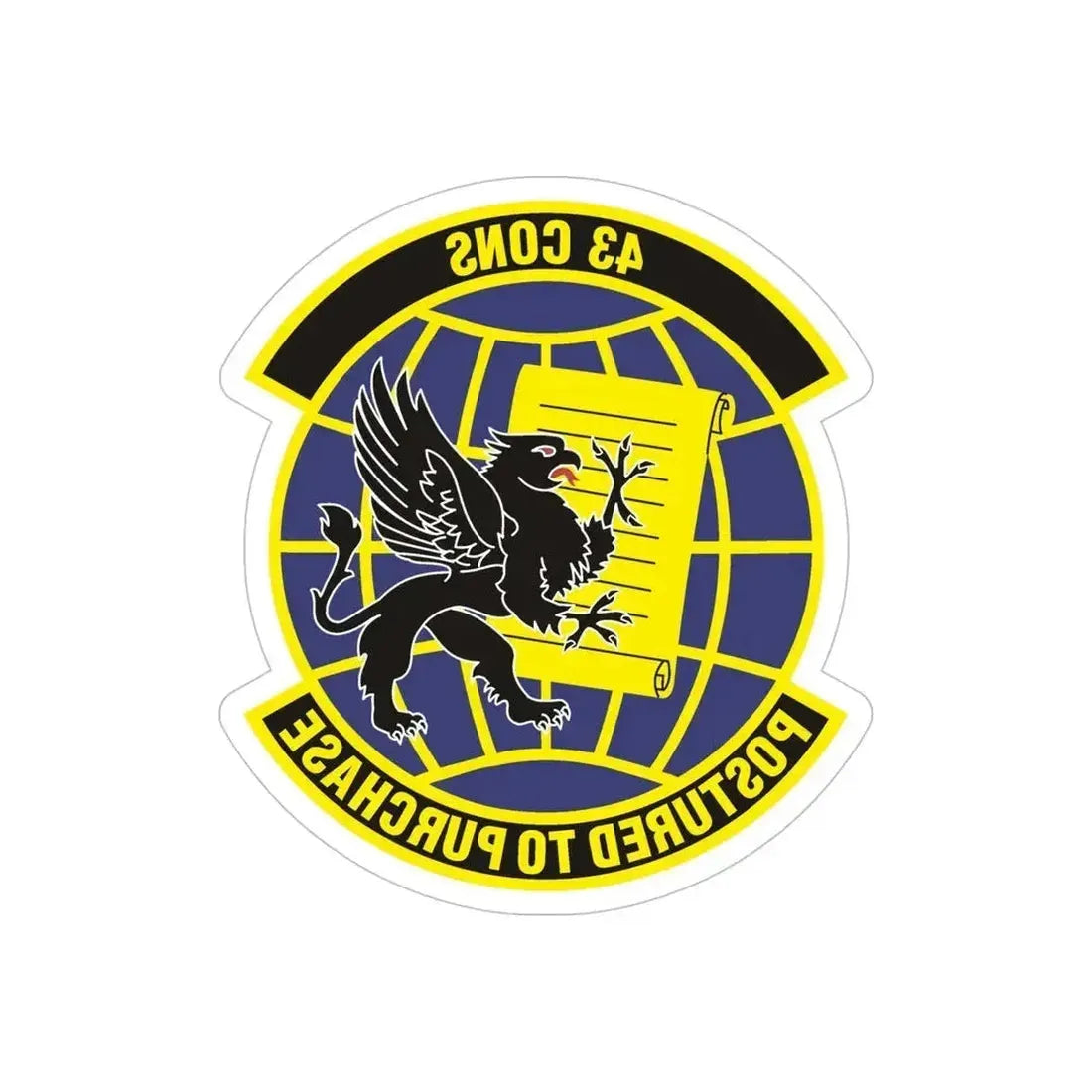 43d Contracting Squadron (U.S. Air Force) REVERSE PRINT Transparent Die-Cut STICKER 5 Inch Die-Cut Transparent - The Sticker Space