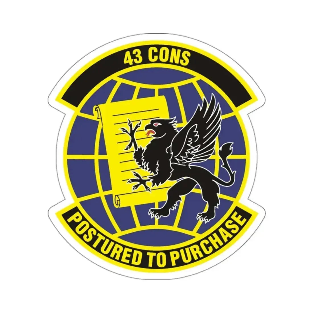 43d Contracting Squadron (U.S. Air Force) STICKER Vinyl Kiss-Cut Decal 3 Inch White - The Sticker Space