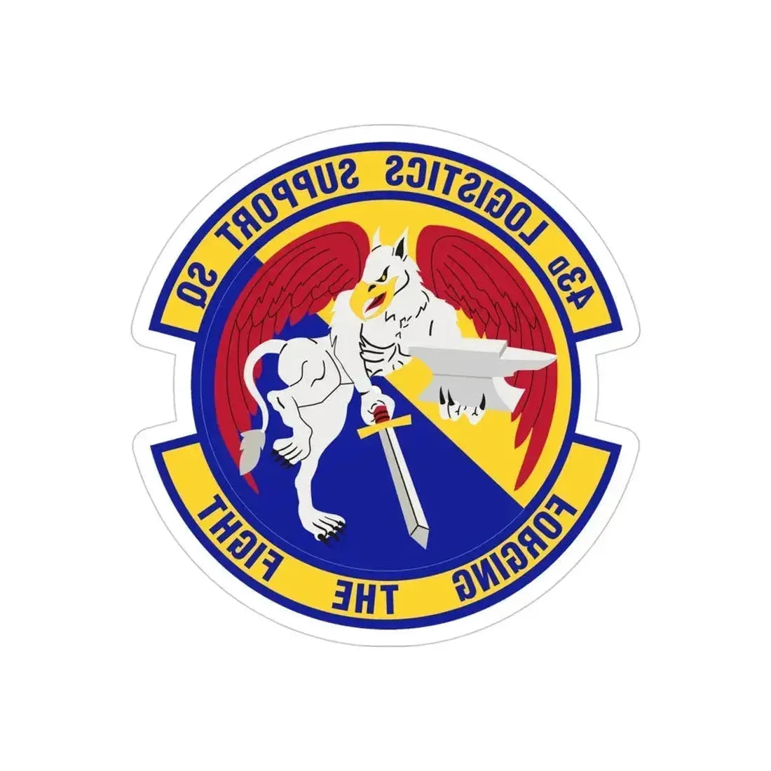43d Logistics Support Squadron (U.S. Air Force) REVERSE PRINT Transparent Die-Cut STICKER 4 Inch Die-Cut Transparent - The Sticker Space