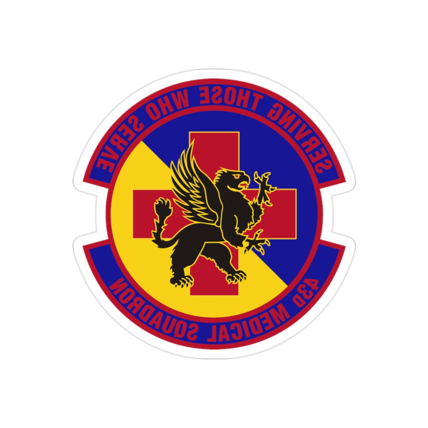 43d Medical Squadron (U.S. Air Force) REVERSE PRINT Transparent STICKER-2" × 2"-The Sticker Space