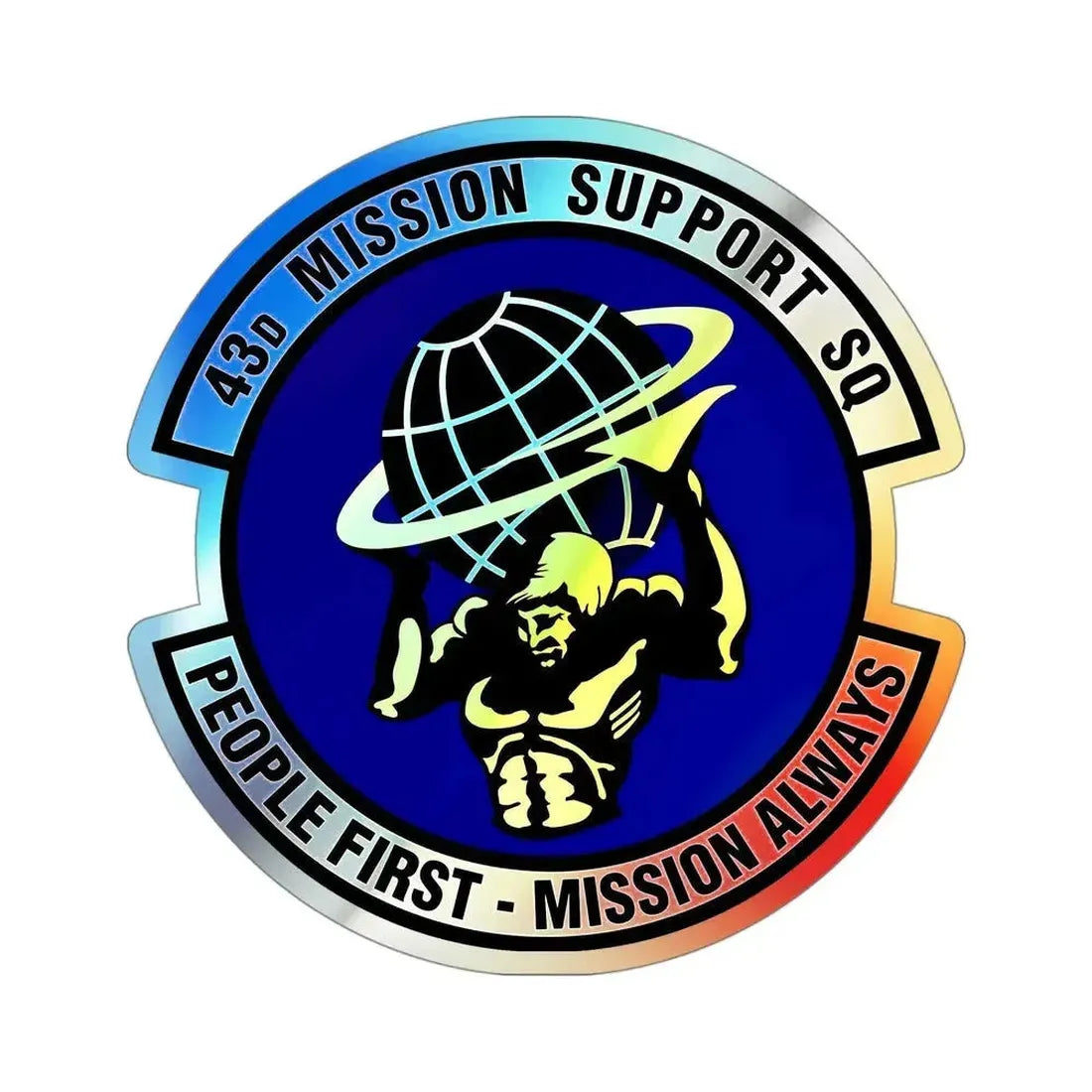 43d Mission Support Squadron (U.S. Air Force) Holographic STICKER Die-Cut Vinyl Decal 4 Inch Holographic - The Sticker Space
