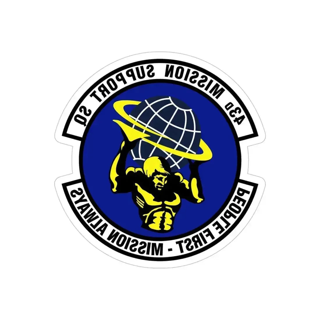 43d Mission Support Squadron (U.S. Air Force) REVERSE PRINT Transparent Die-Cut STICKER 5 Inch Die-Cut Transparent - The Sticker Space