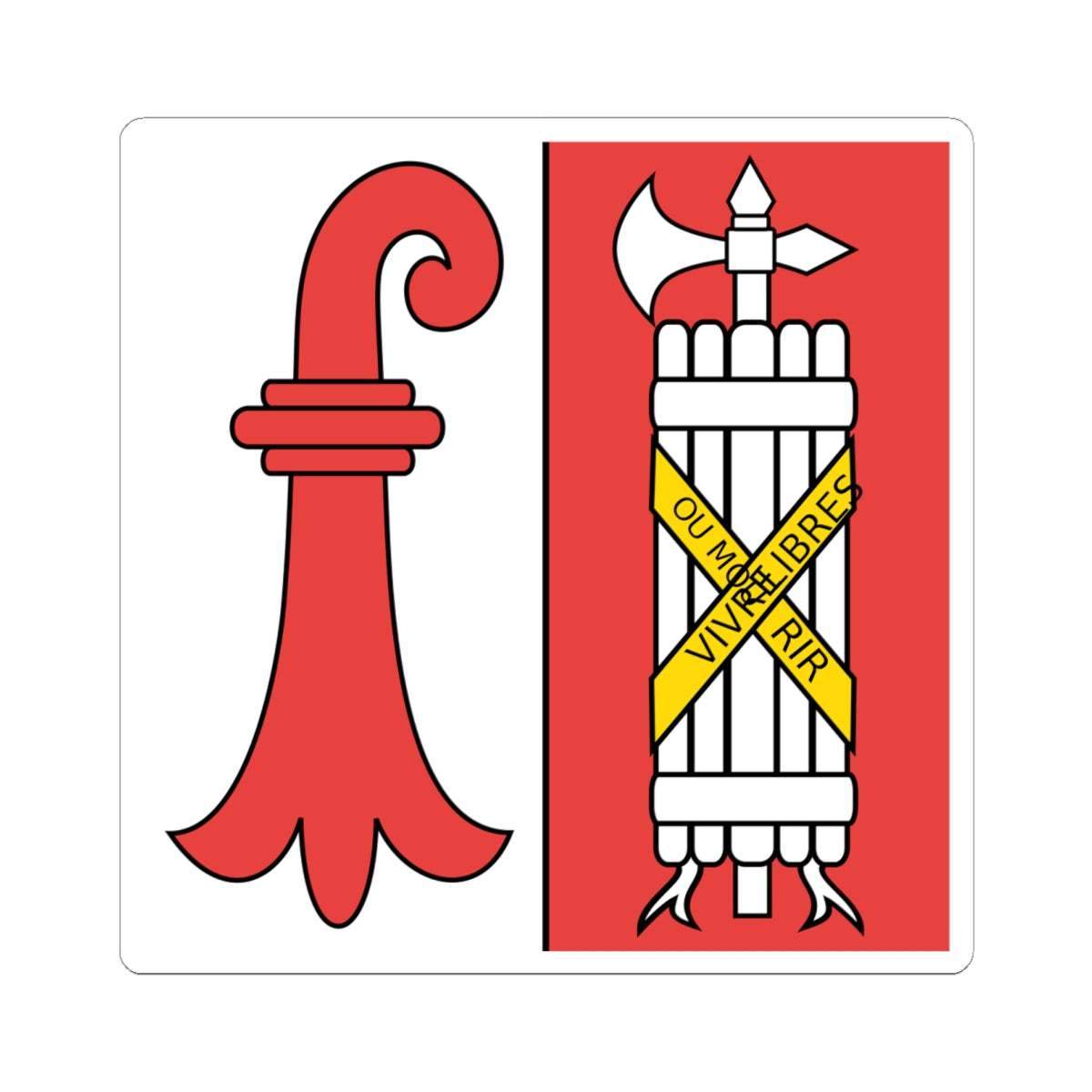 Ebauche Drapeau JU 1913 (Switzerland) STICKER Vinyl Kiss-Cut Decal