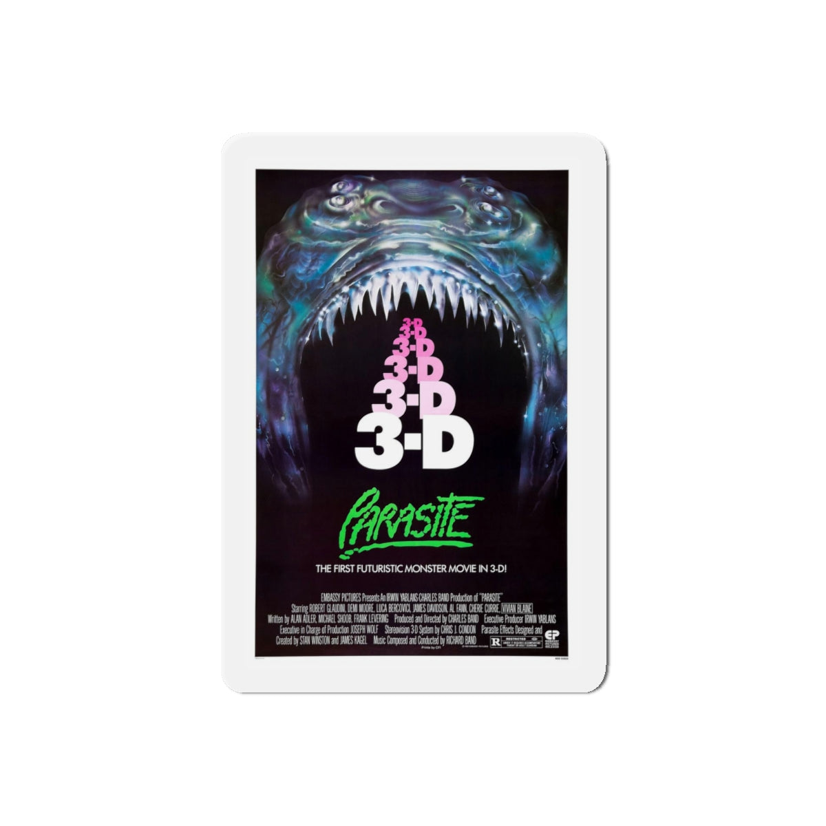 PARASITE 1982 Movie Poster - Refrigerator Magnet-5" x 5"-Die-Cut-1 pc-The Sticker Space