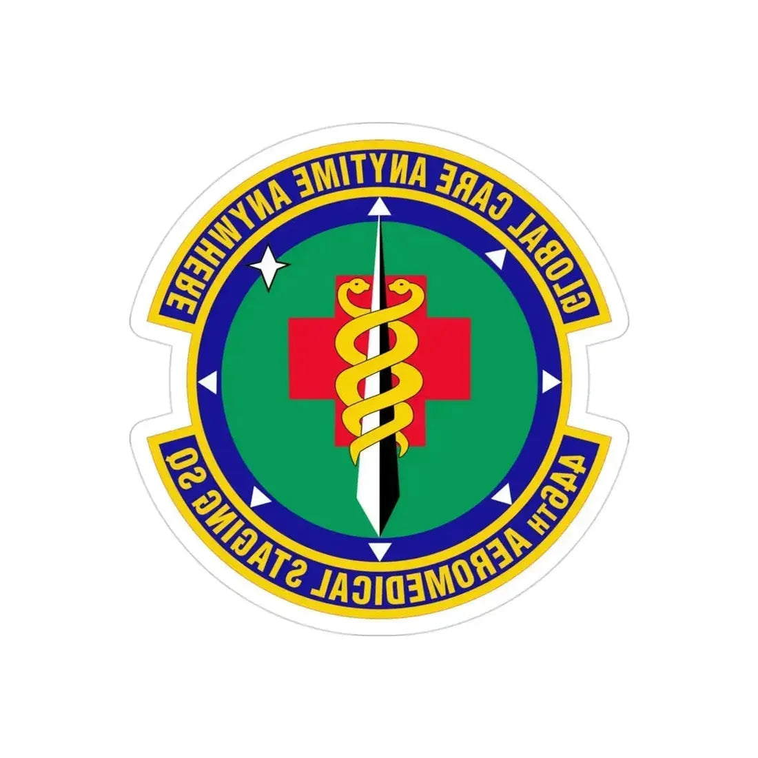 446 Aeromedical Staging Squadron AFRC (U.S. Air Force) REVERSE PRINT Transparent Die-Cut STICKER 3 Inch Die-Cut Transparent - The Sticker Space