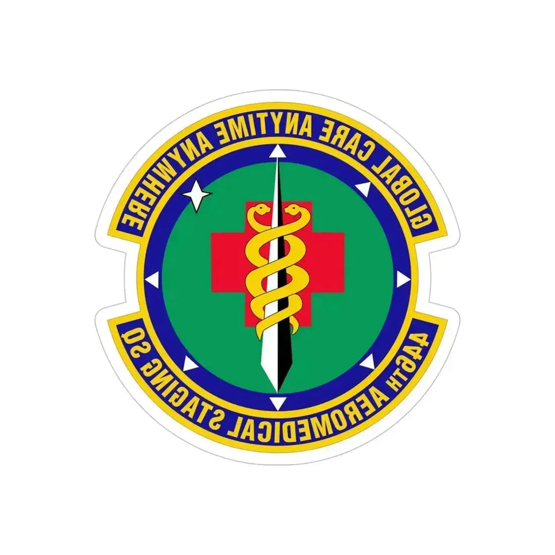 446 Aeromedical Staging Squadron AFRC (U.S. Air Force) REVERSE PRINT Transparent Die-Cut STICKER 5 Inch Die-Cut Transparent - The Sticker Space