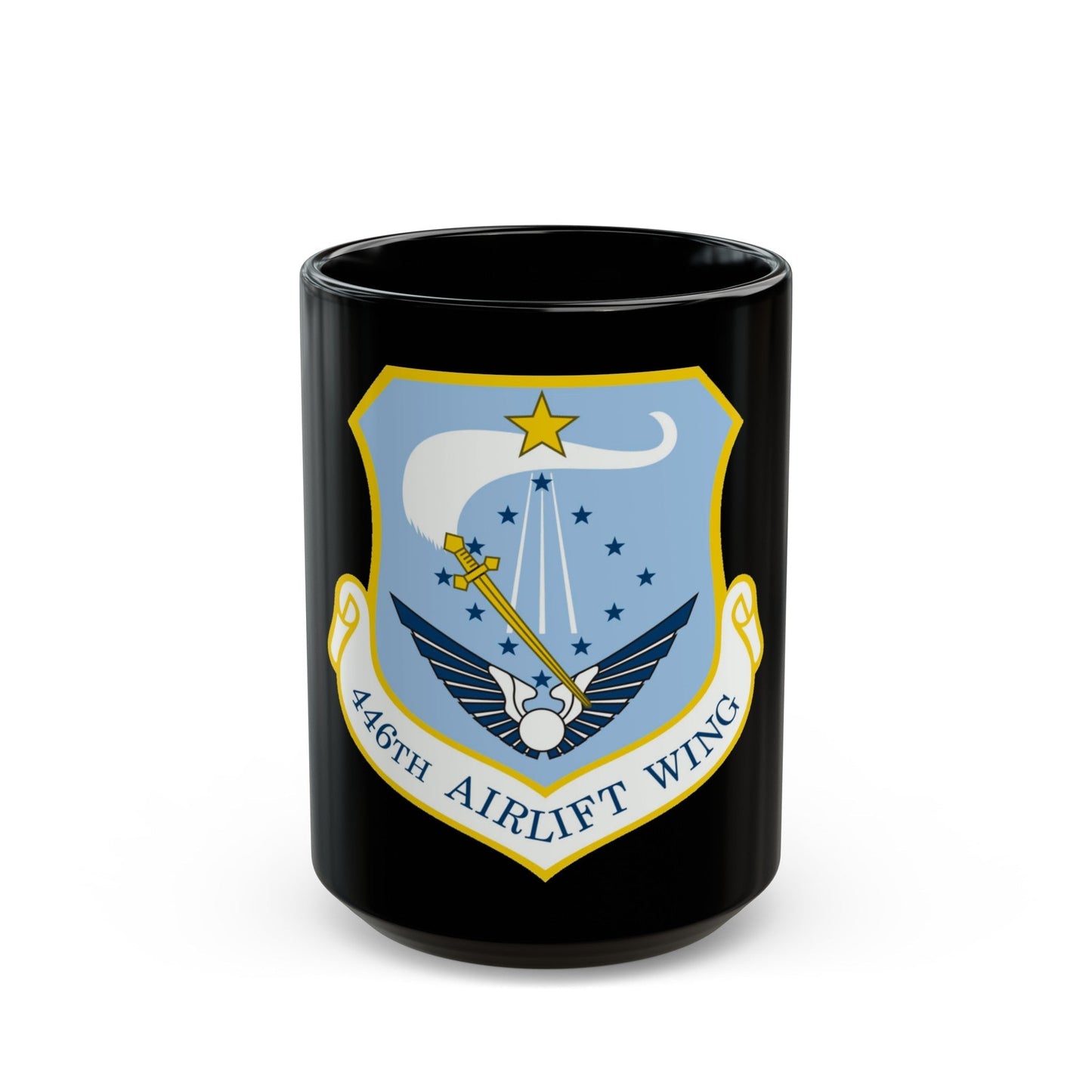 446th Airlift Wing (U.S. Air Force) Black Coffee Mug-15oz-The Sticker Space