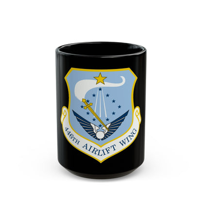 446th Airlift Wing (U.S. Air Force) Black Coffee Mug-15oz-The Sticker Space