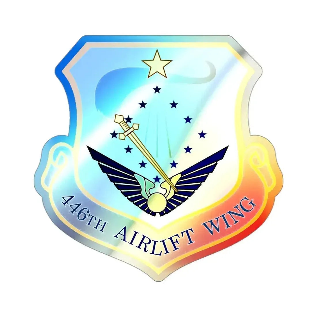 446th Airlift Wing (U.S. Air Force) Holographic STICKER Die-Cut Vinyl Decal 3 Inch Holographic - The Sticker Space