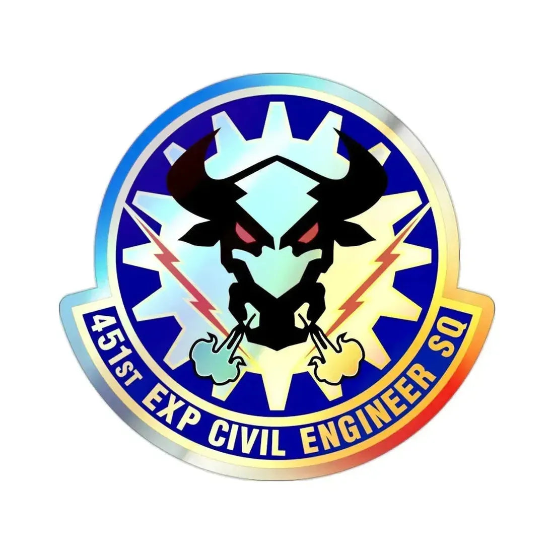451st Expeditionary Civil Engineer Squadron (U.S. Air Force) Holographic STICKER Die-Cut Vinyl Decal 2 Inch - The Sticker Space