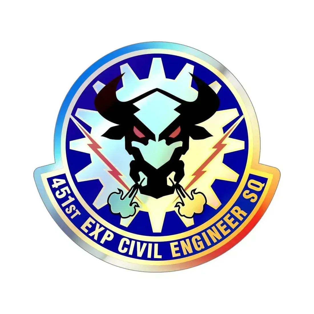 451st Expeditionary Civil Engineer Squadron (U.S. Air Force) Holographic STICKER Die-Cut Vinyl Decal 5 Inch - The Sticker Space