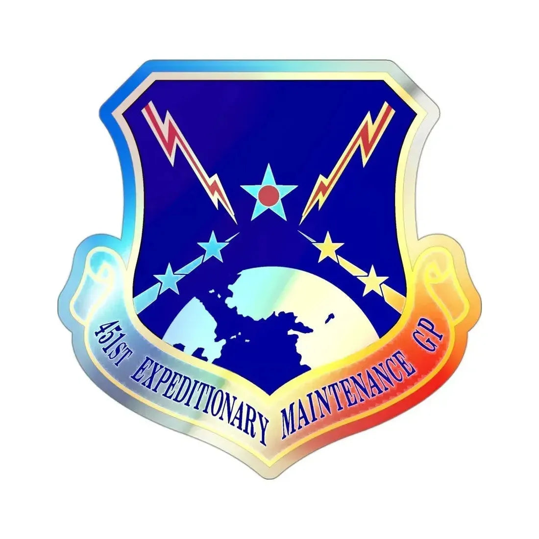 451st Expeditionary Maintenance Group (U.S. Air Force) Holographic STICKER Die-Cut Vinyl Decal 3 Inch Holographic - The Sticker Space