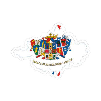 Flag-map of Szabolcs-Szatmar-Bereg County (Hungary) STICKER Vinyl Kiss-Cut Decal
