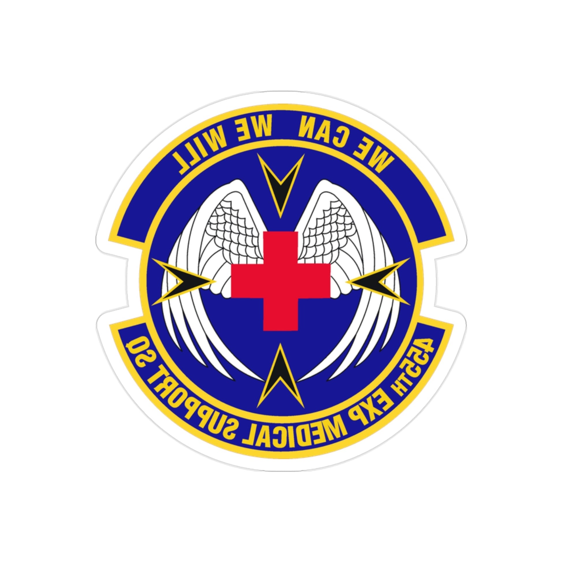 455th Expeditionary Medical Support Squadron (U.S. Air Force) REVERSE PRINT Transparent STICKER-2" × 2"-The Sticker Space