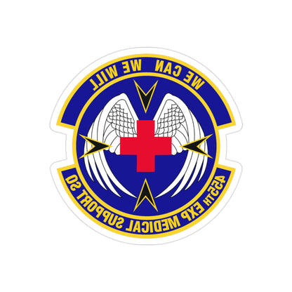 455th Expeditionary Medical Support Squadron (U.S. Air Force) REVERSE PRINT Transparent STICKER-3" × 3"-The Sticker Space