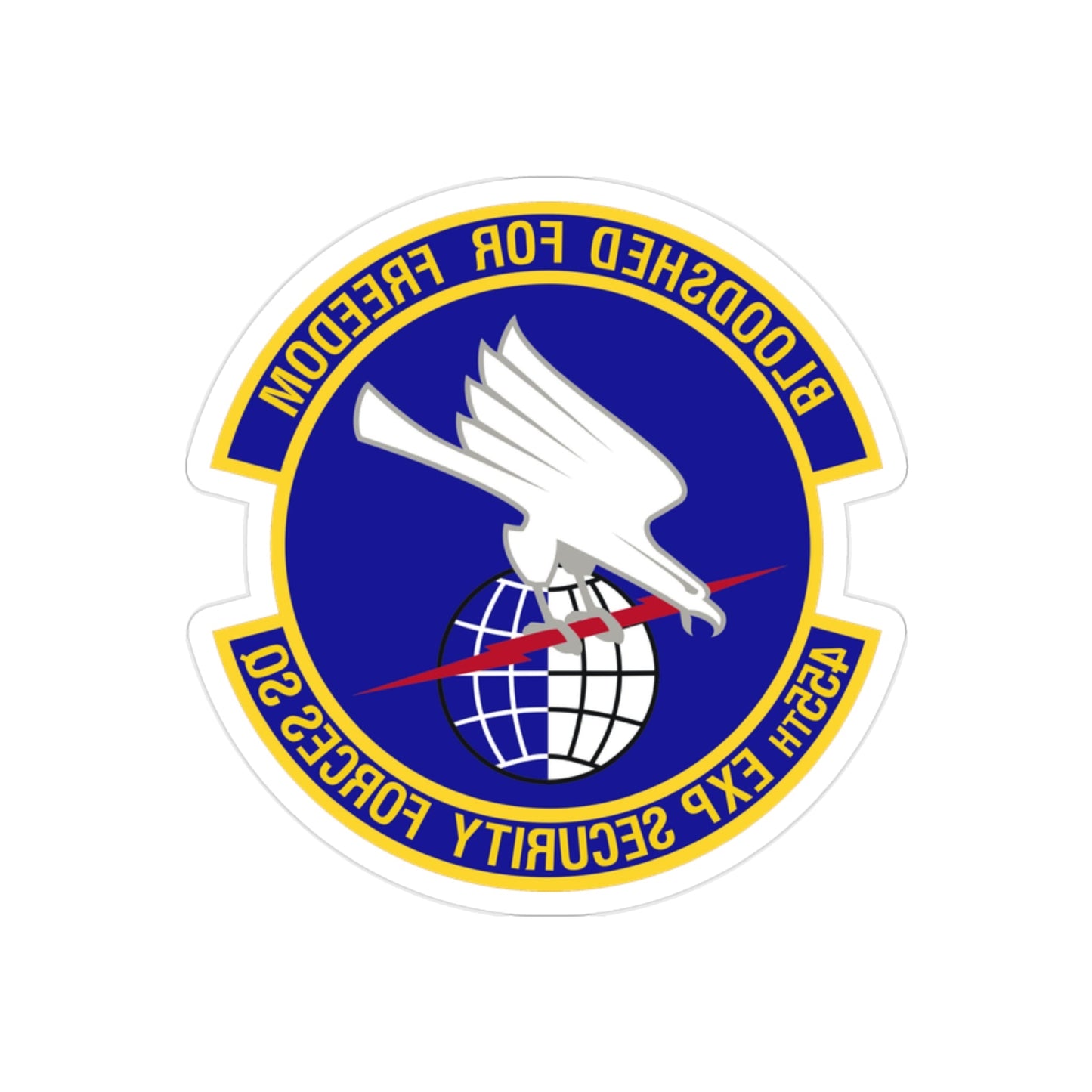 455th Expeditionary Security Forces Squadron (U.S. Air Force) REVERSE PRINT Transparent STICKER-2" × 2"-The Sticker Space