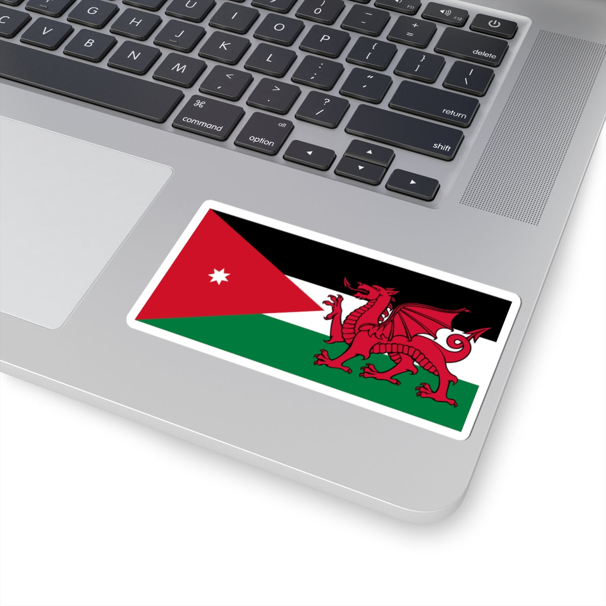 Hybrid Flag of Jordan and Wales (United Kingdom) STICKER Vinyl Kiss-Cut Decal