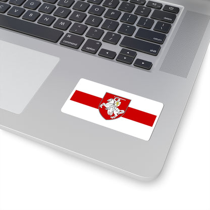 Flag of Belarus w-r-w with Arms 2020 (Belarus) STICKER Vinyl Kiss-Cut Decal