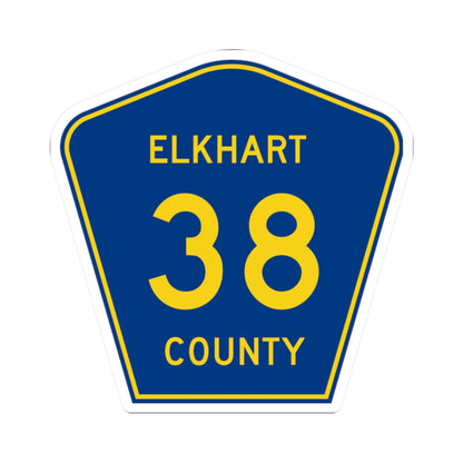 Elkhart County Road 38 IN (Indiana) (Road Sign) STICKER Vinyl Kiss-Cut Decal
