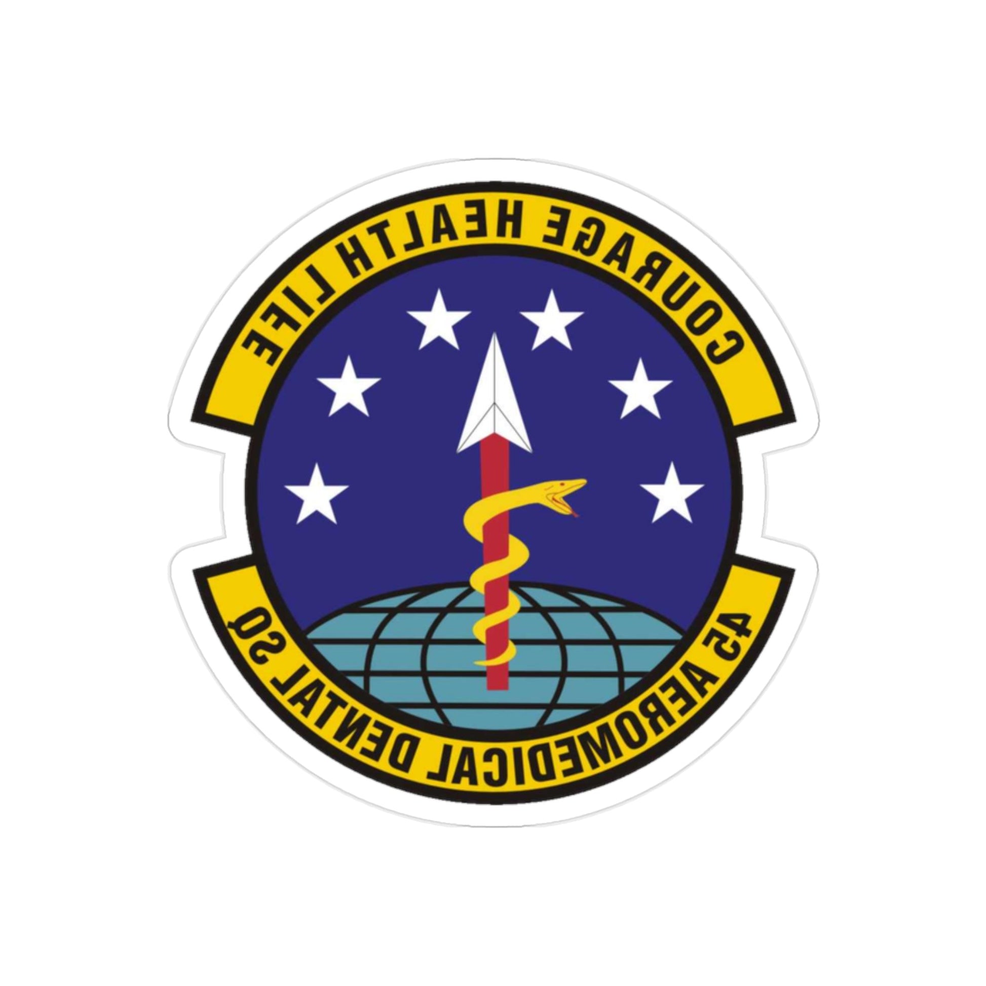 45th Aeromedical Dental Squadron (U.S. Air Force) REVERSE PRINT Transparent STICKER-2" × 2"-The Sticker Space