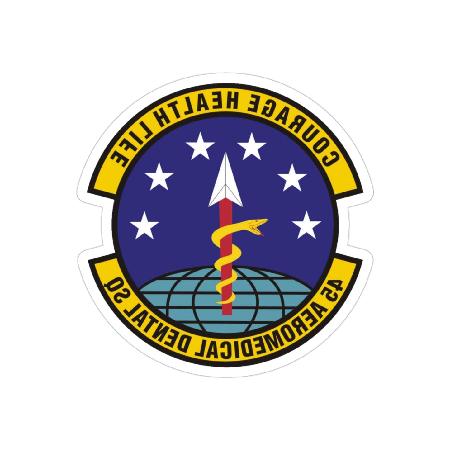 45th Aeromedical Dental Squadron (U.S. Air Force) REVERSE PRINT Transparent STICKER-3" × 3"-The Sticker Space