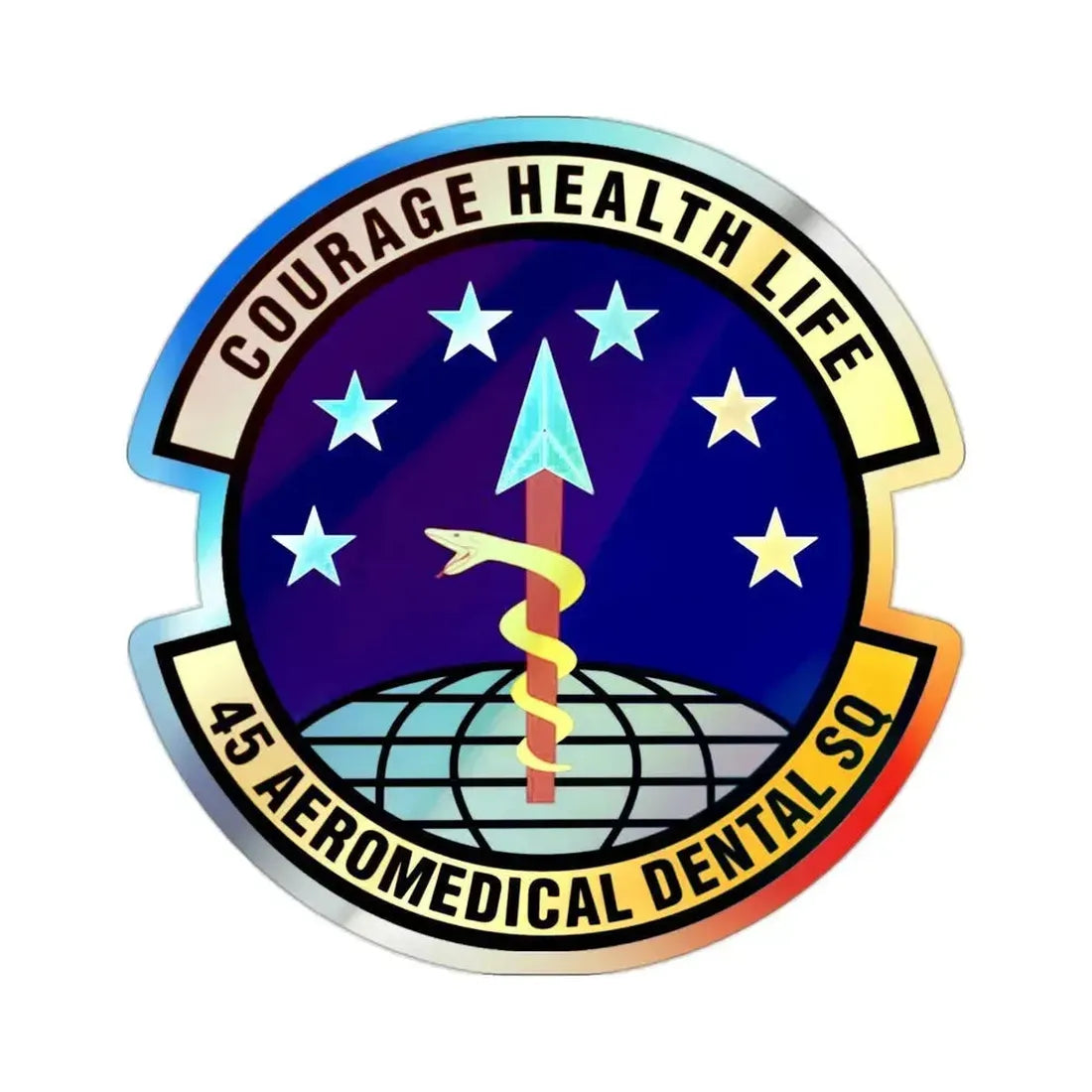 45th Aeromedical Dental Squadron (U.S. Air Force) Holographic STICKER Die-Cut Vinyl Decal 2 Inch Holographic - The Sticker Space