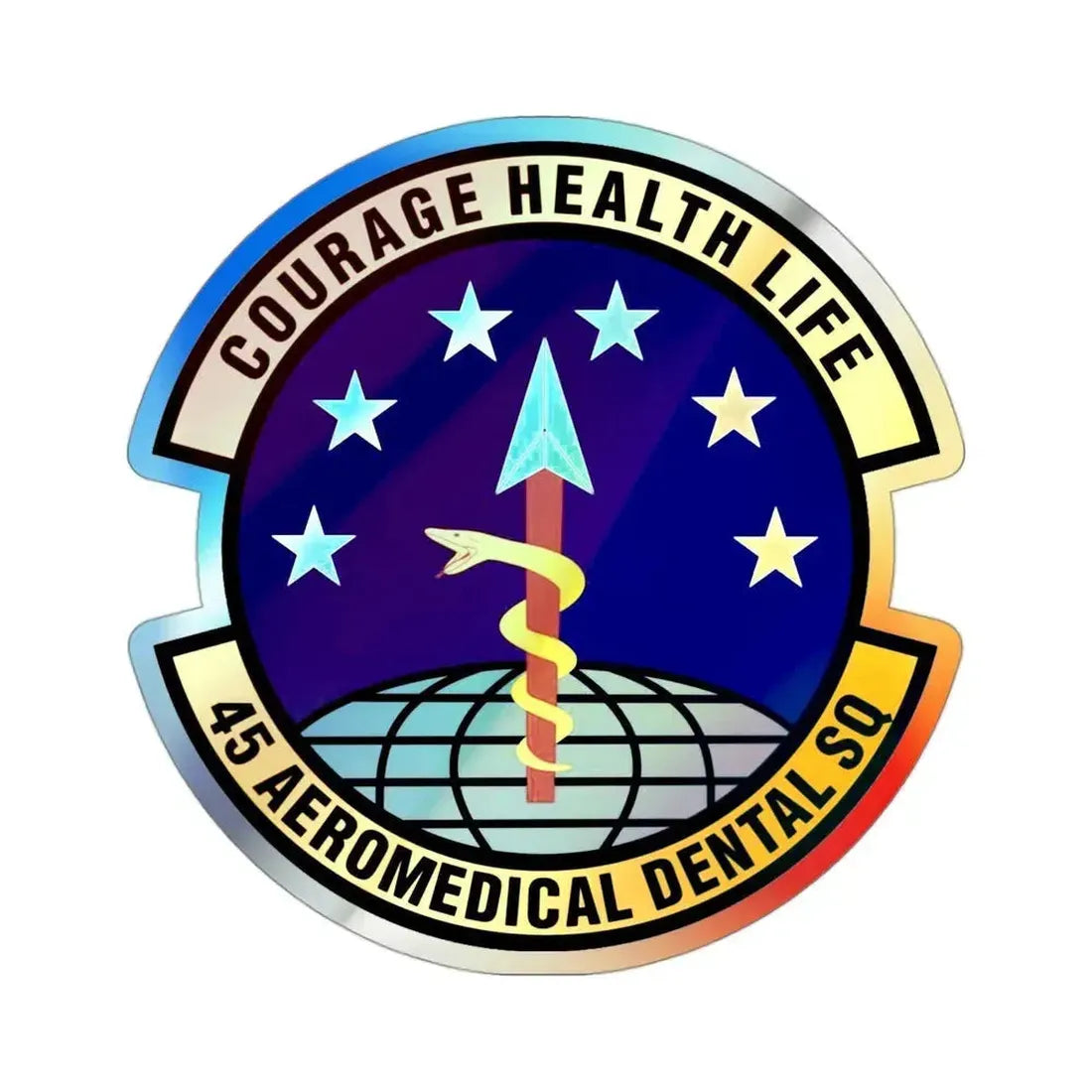 45th Aeromedical Dental Squadron (U.S. Air Force) Holographic STICKER Die-Cut Vinyl Decal 3 Inch Holographic - The Sticker Space