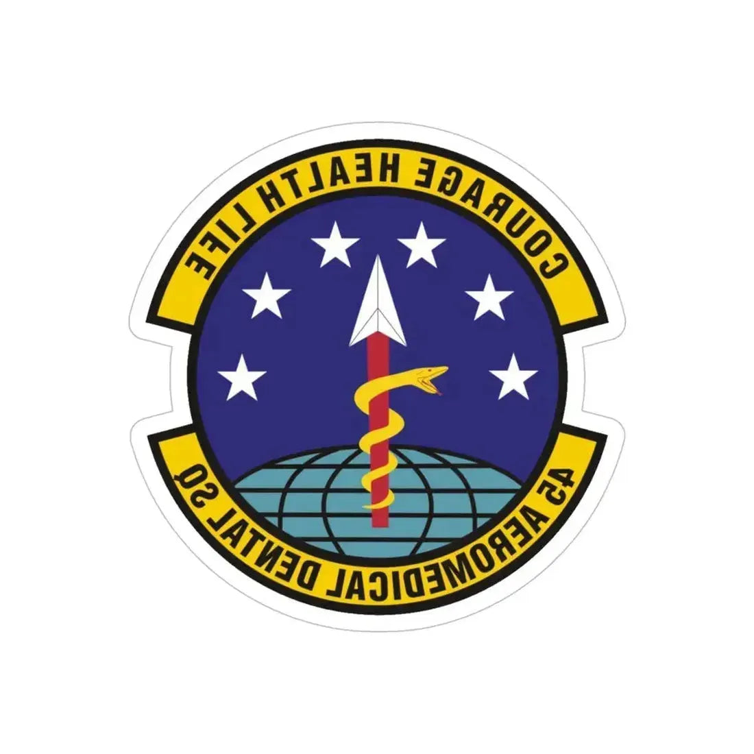 45th Aeromedical Dental Squadron (U.S. Air Force) REVERSE PRINT Transparent Die-Cut STICKER 5 Inch Die-Cut Transparent - The Sticker Space