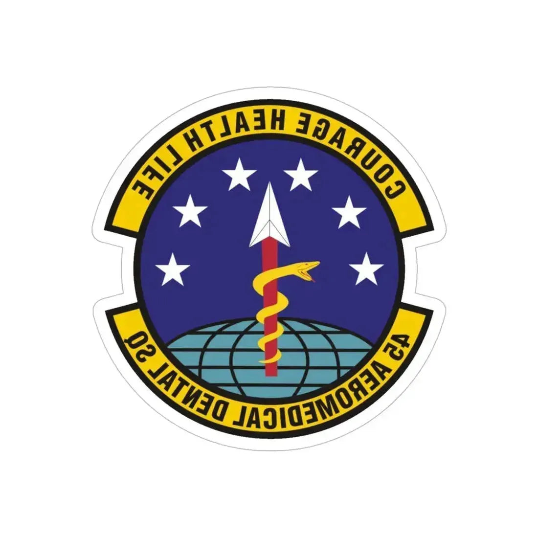 45th Aeromedical Dental Squadron (U.S. Air Force) REVERSE PRINT Transparent Die-Cut STICKER 6 Inch Die-Cut Transparent - The Sticker Space