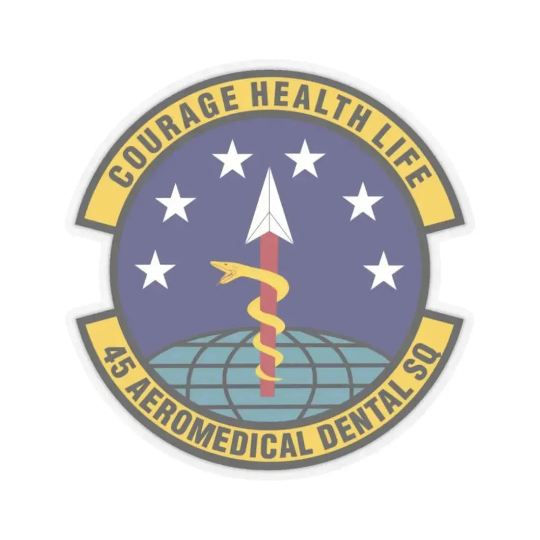 45th Aeromedical Dental Squadron (U.S. Air Force) STICKER Vinyl Kiss-Cut Decal 3 Inch Transparent - The Sticker Space