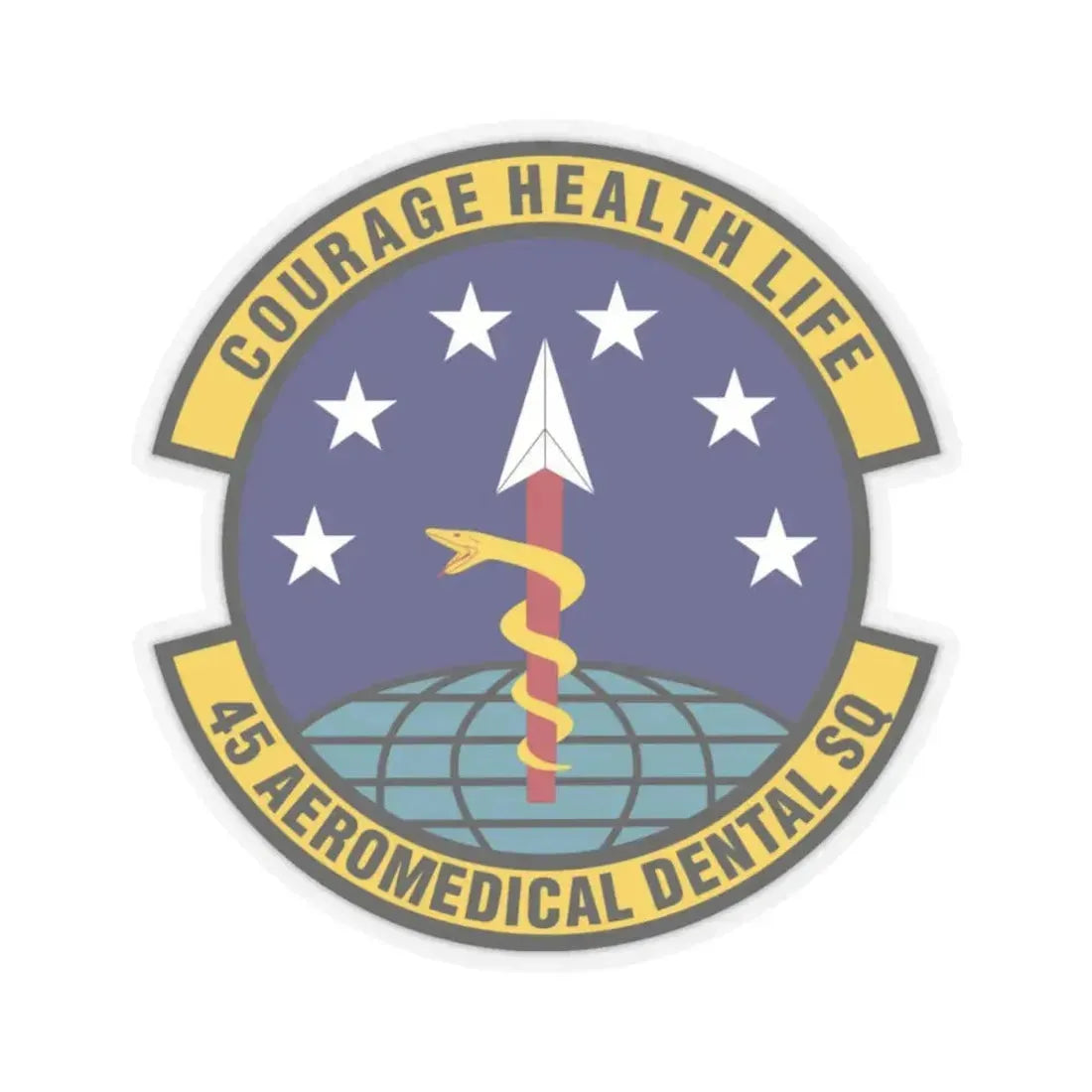 45th Aeromedical Dental Squadron (U.S. Air Force) STICKER Vinyl Kiss-Cut Decal 4 Inch Transparent - The Sticker Space