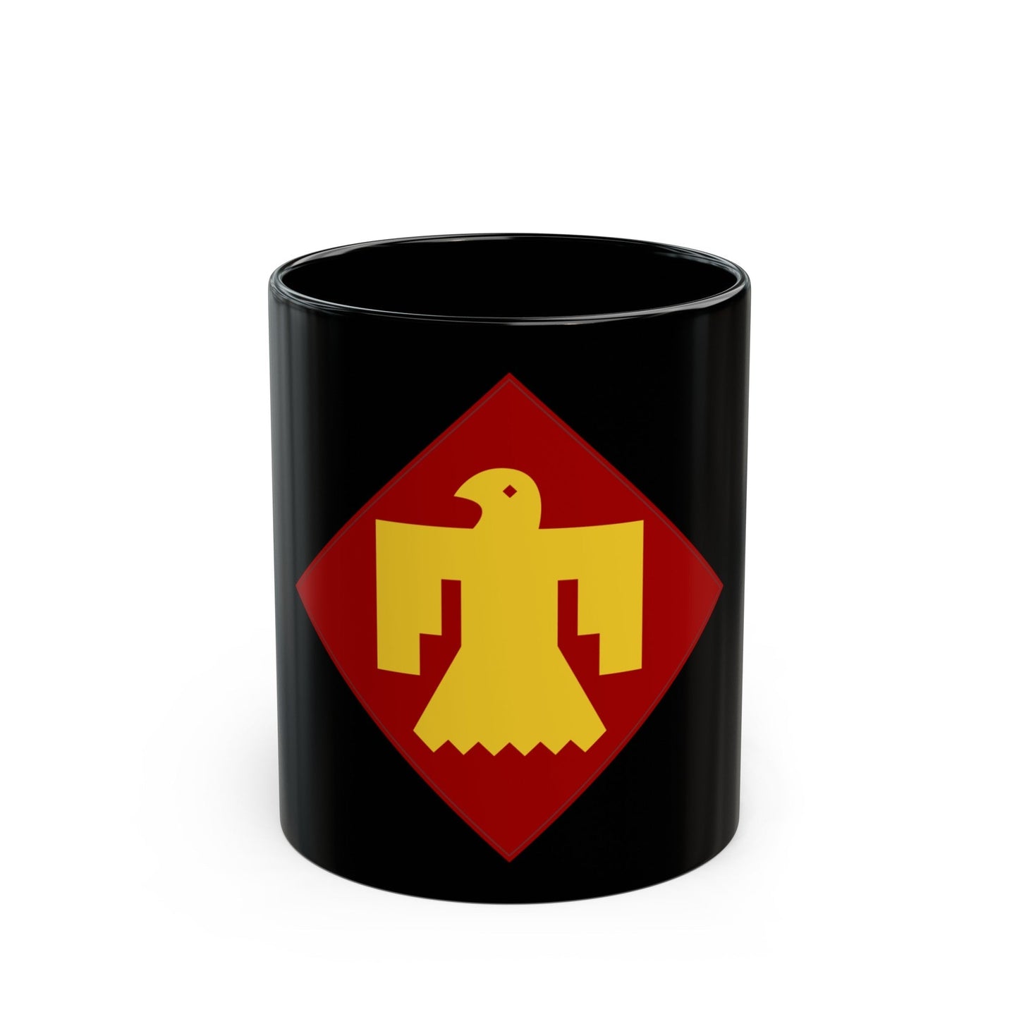 45th Infantry insignia thunderbird (U.S. Army) Black Coffee Mug-11oz-The Sticker Space