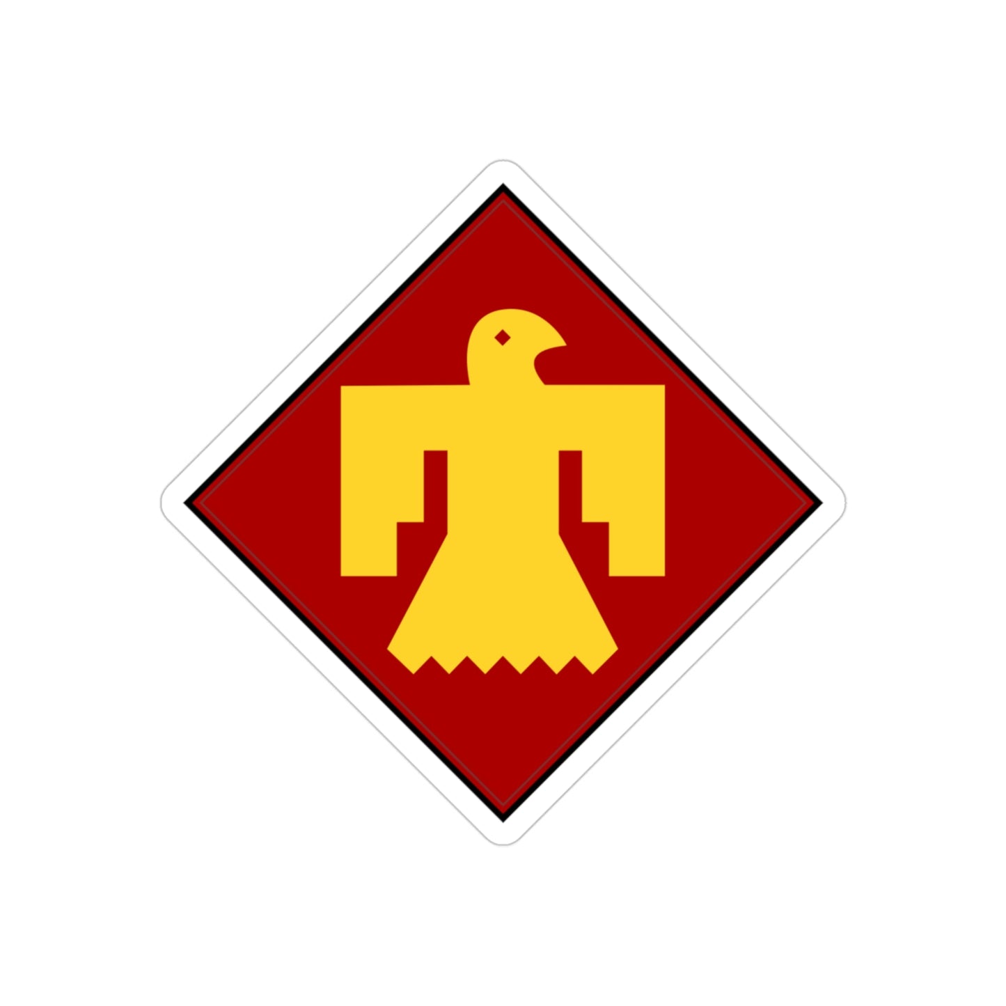 45th Infantry insignia thunderbird (U.S. Army) REVERSE PRINT Transparent STICKER-3" × 3"-The Sticker Space