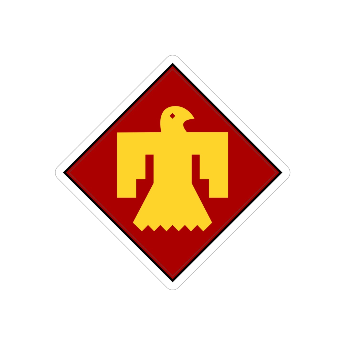 45th Infantry insignia thunderbird (U.S. Army) REVERSE PRINT Transparent STICKER-4 Inch-The Sticker Space