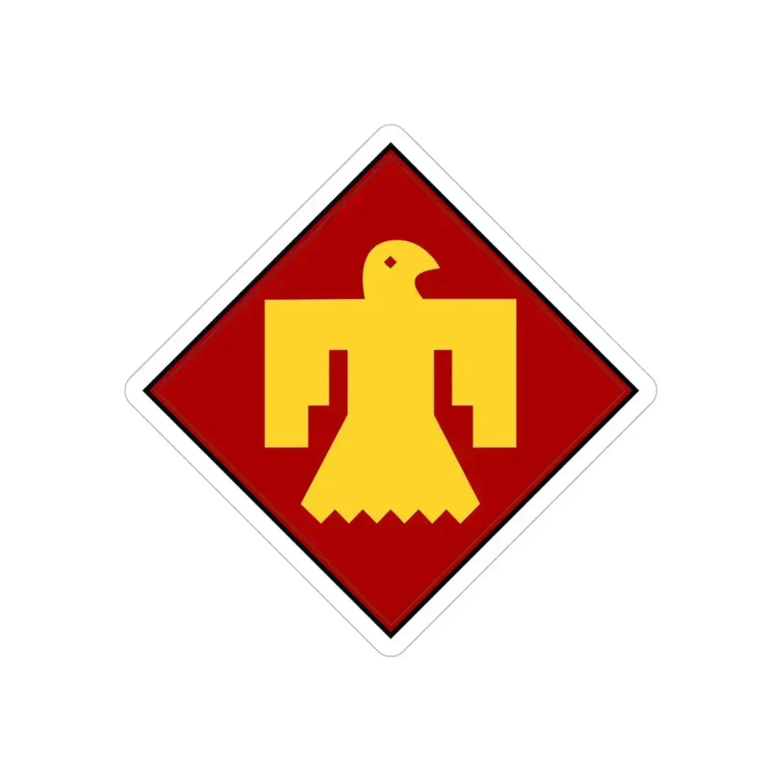 45th Infantry insignia thunderbird (U.S. Army) REVERSE PRINT Transparent Die-Cut STICKER 5 Inch Die-Cut Transparent - The Sticker Space