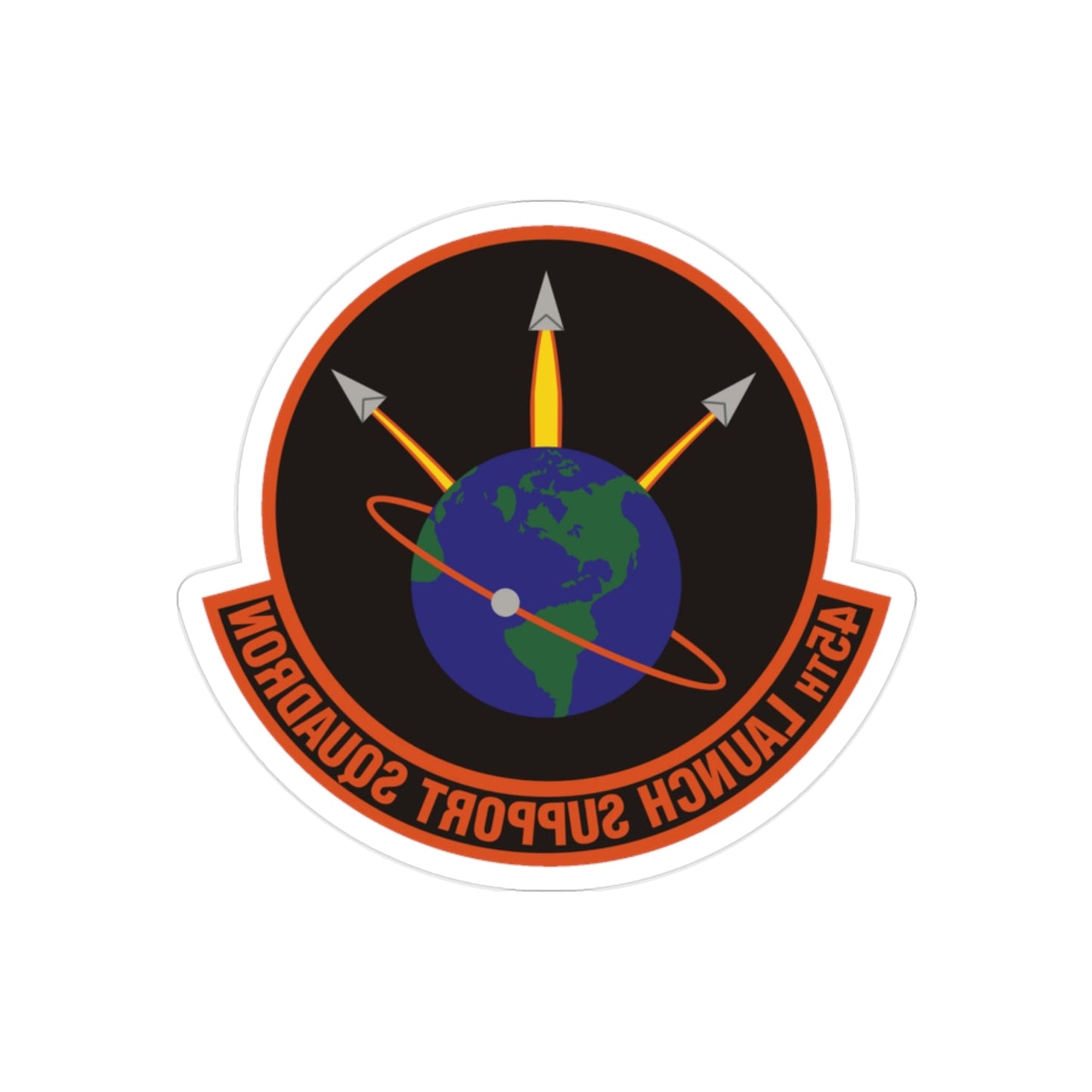 45th Launch Support Squadron (U.S. Air Force) REVERSE PRINT Transparent STICKER-2" × 2"-The Sticker Space