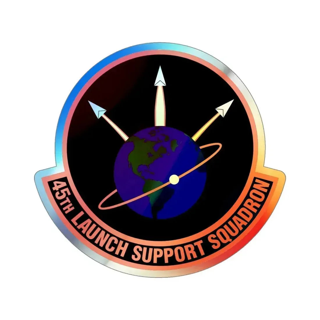 45th Launch Support Squadron (U.S. Air Force) Holographic STICKER Die-Cut Vinyl Decal 5 Inch Holographic - The Sticker Space