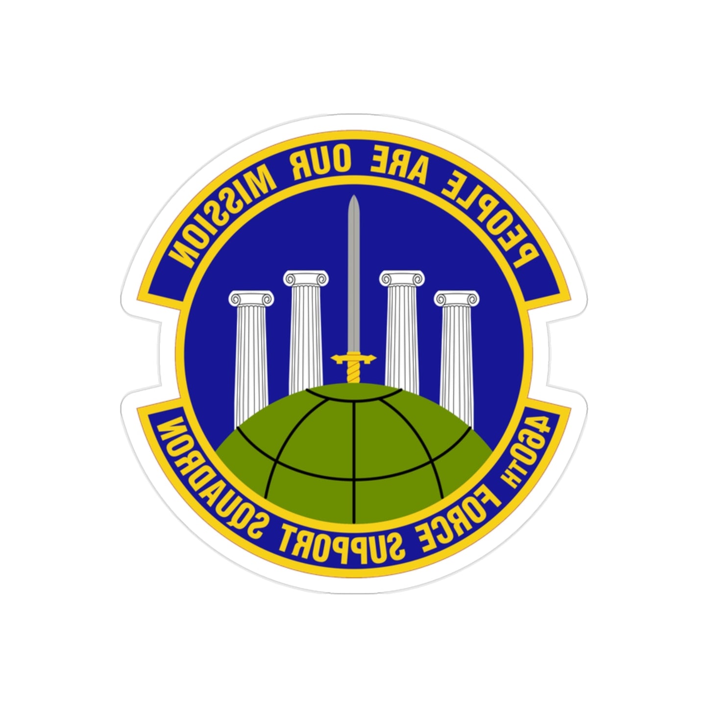 460 Force Support Squadron AFSPC (U.S. Air Force) REVERSE PRINT Transparent STICKER-2" × 2"-The Sticker Space