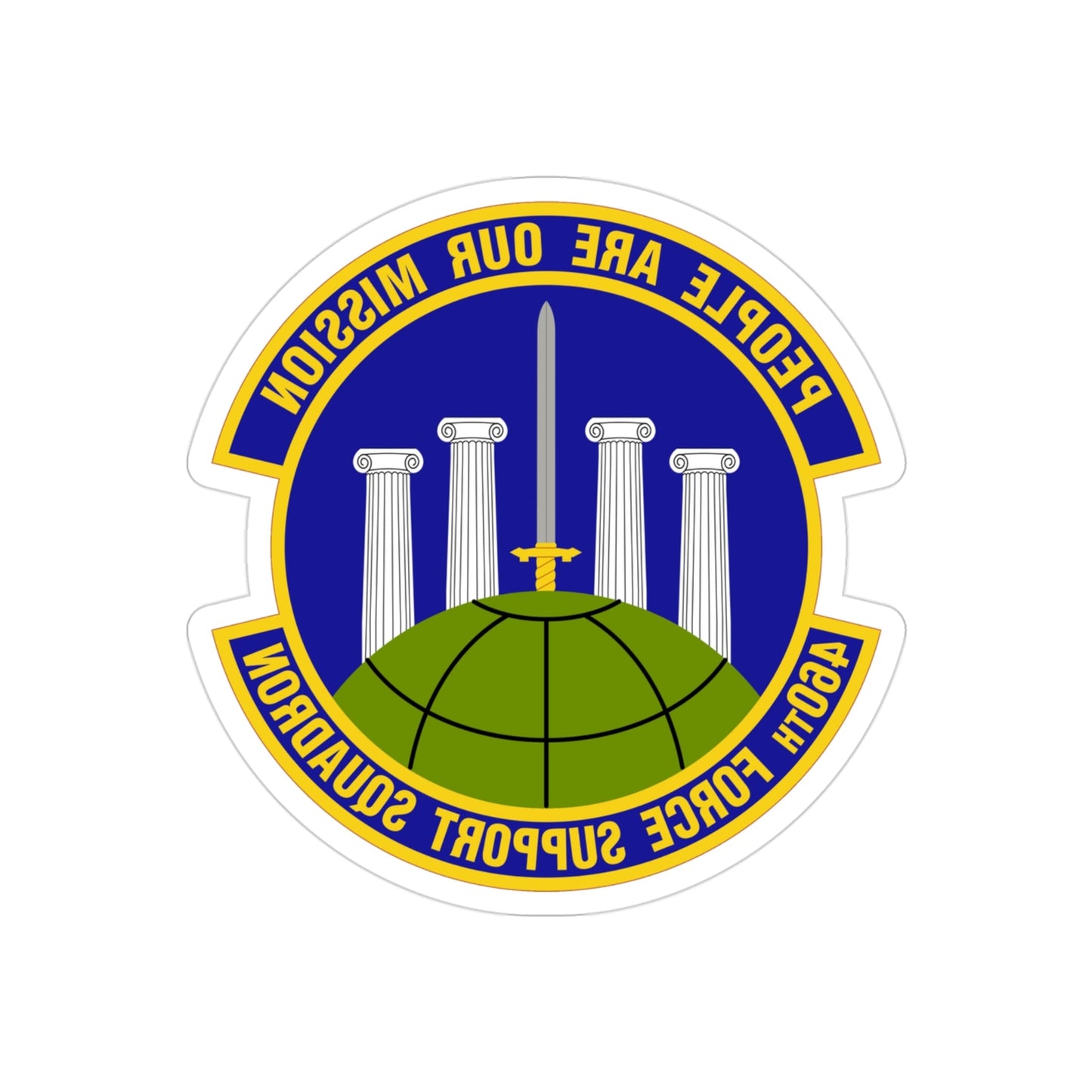 460 Force Support Squadron AFSPC (U.S. Air Force) REVERSE PRINT Transparent STICKER-3" × 3"-The Sticker Space