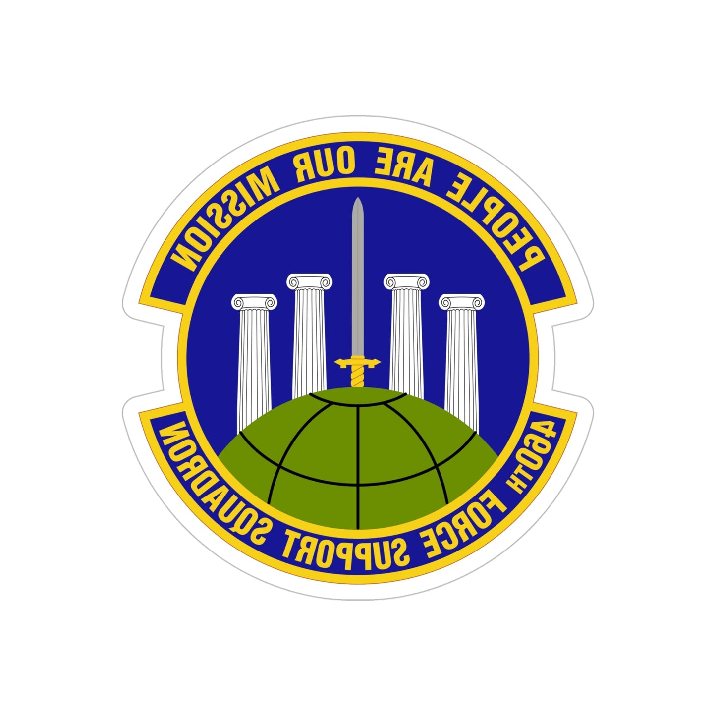 460 Force Support Squadron AFSPC (U.S. Air Force) REVERSE PRINT Transparent STICKER-5" × 5"-The Sticker Space