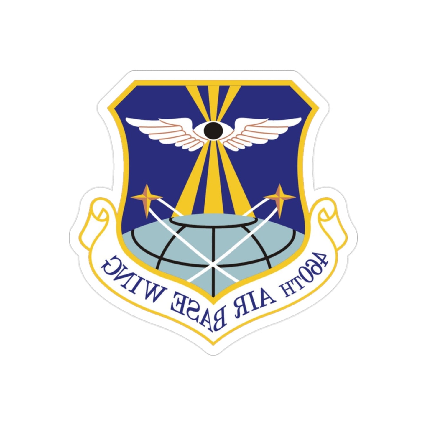 460th Air Base Wing (U.S. Air Force) REVERSE PRINT Transparent STICKER-2" × 2"-The Sticker Space