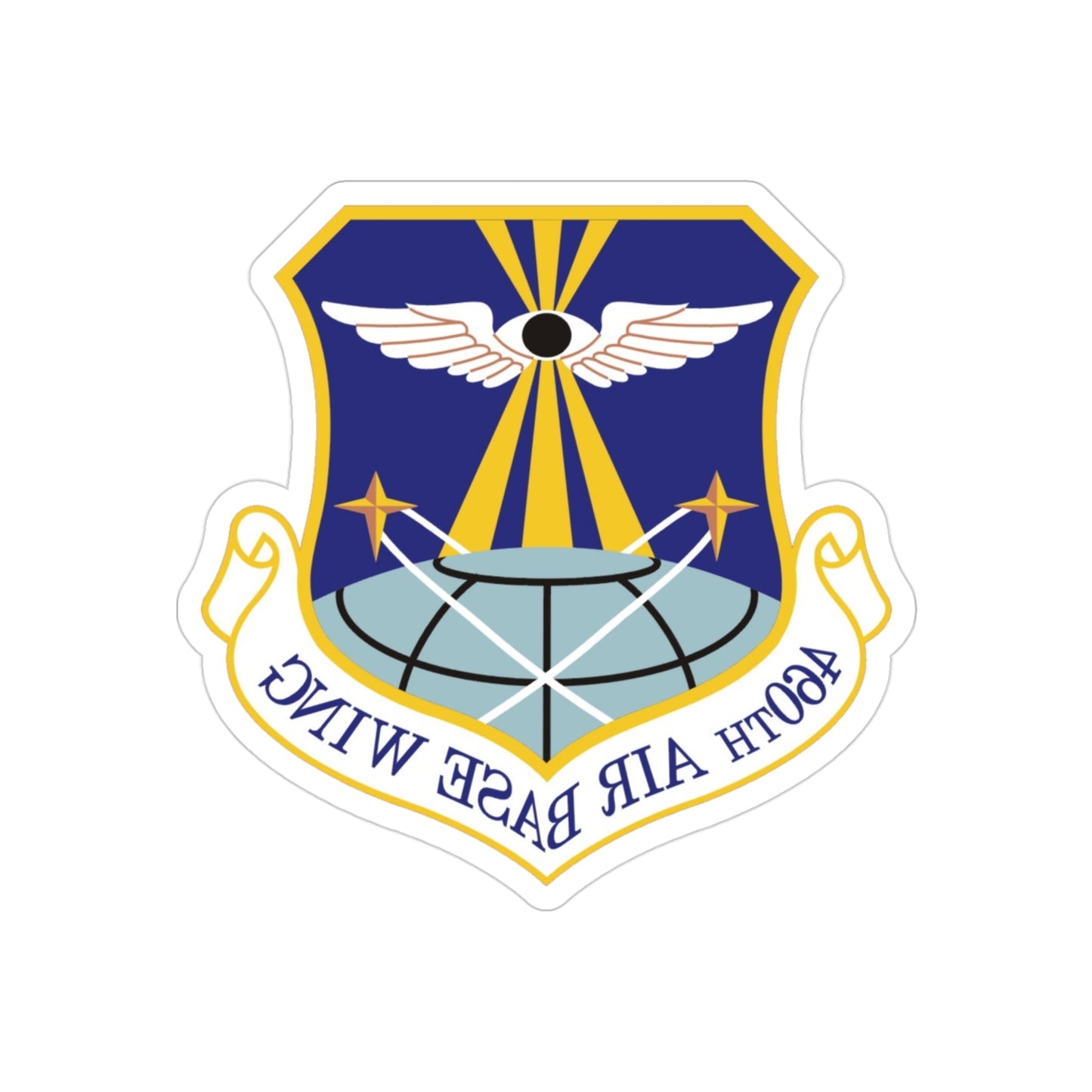 460th Air Base Wing (U.S. Air Force) REVERSE PRINT Transparent STICKER-3" × 3"-The Sticker Space