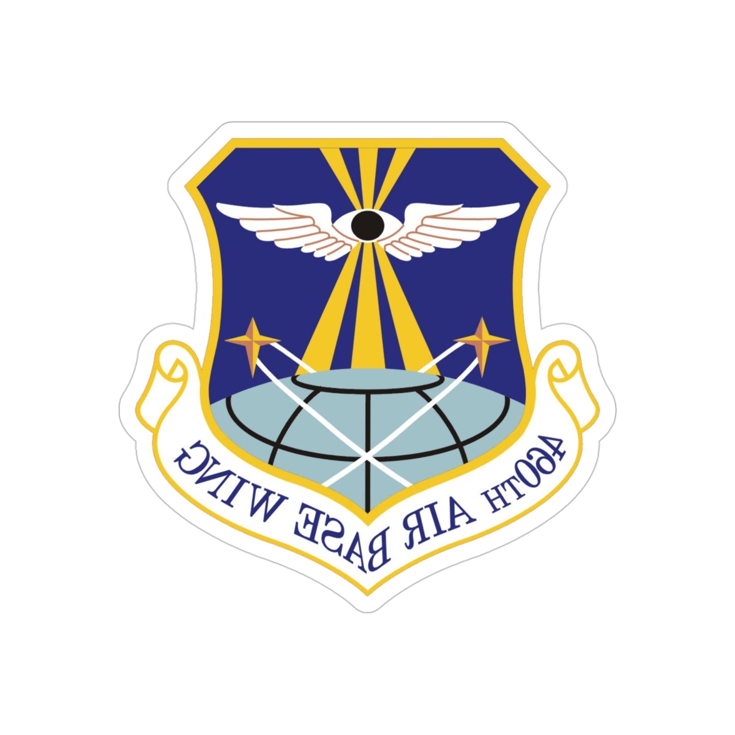 460th Air Base Wing (U.S. Air Force) REVERSE PRINT Transparent STICKER-4" × 4"-The Sticker Space