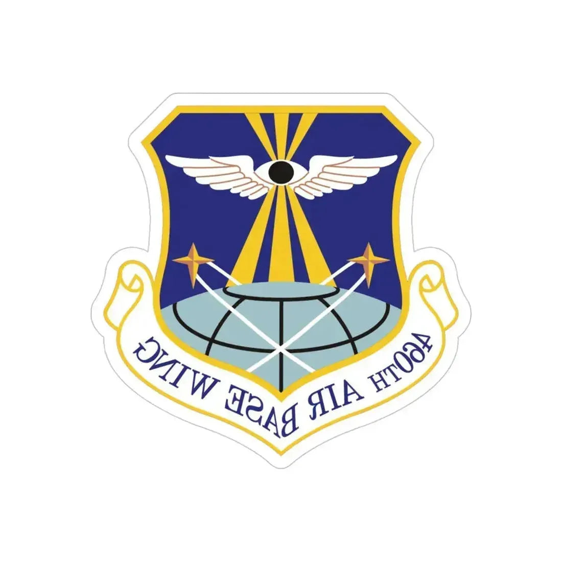 460th Air Base Wing (U.S. Air Force) REVERSE PRINT Transparent Die-Cut STICKER 4 Inch Die-Cut Transparent - The Sticker Space