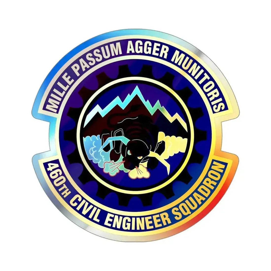 460th Civil Engineer Squadron (U.S. Air Force) Holographic STICKER Die-Cut Vinyl Decal 4 Inch Holographic - The Sticker Space