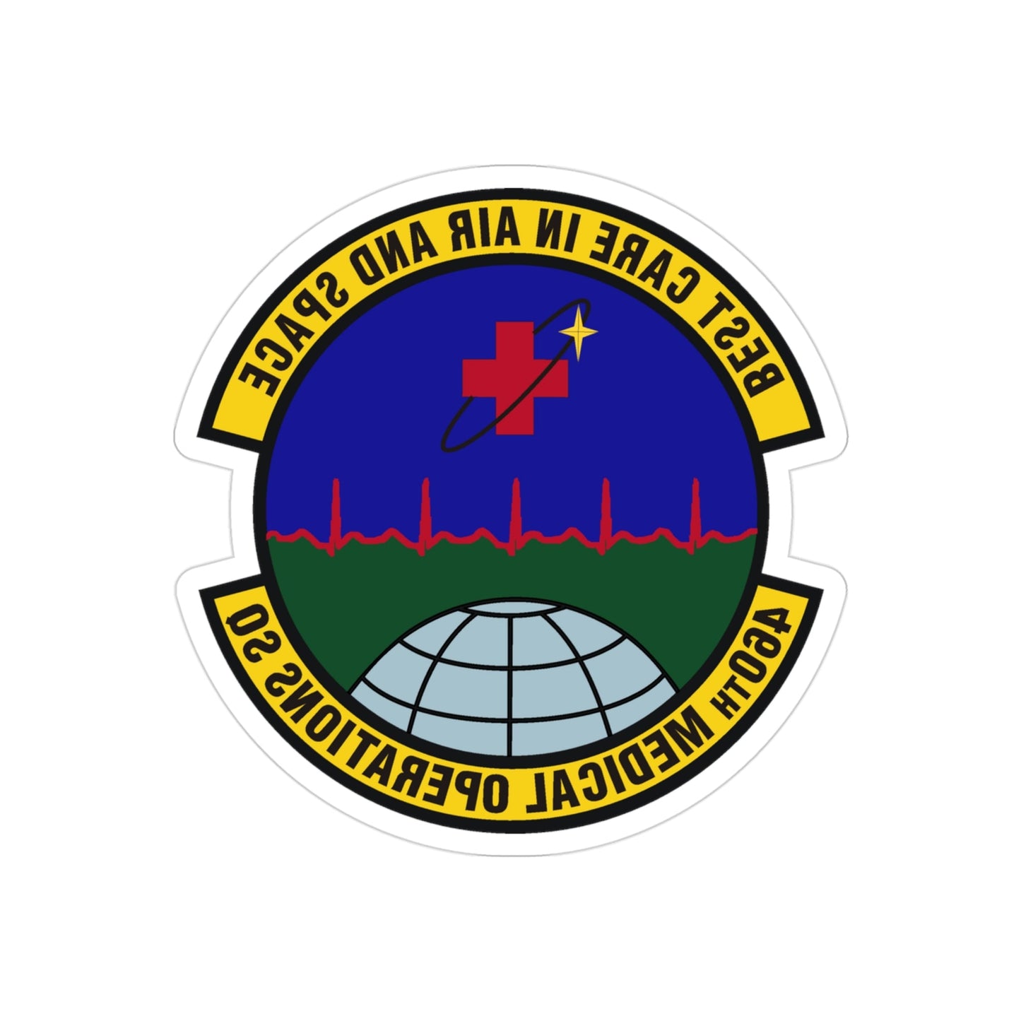 460th Medical Operations Squadron (U.S. Air Force) REVERSE PRINT Transparent STICKER-3" × 3"-The Sticker Space