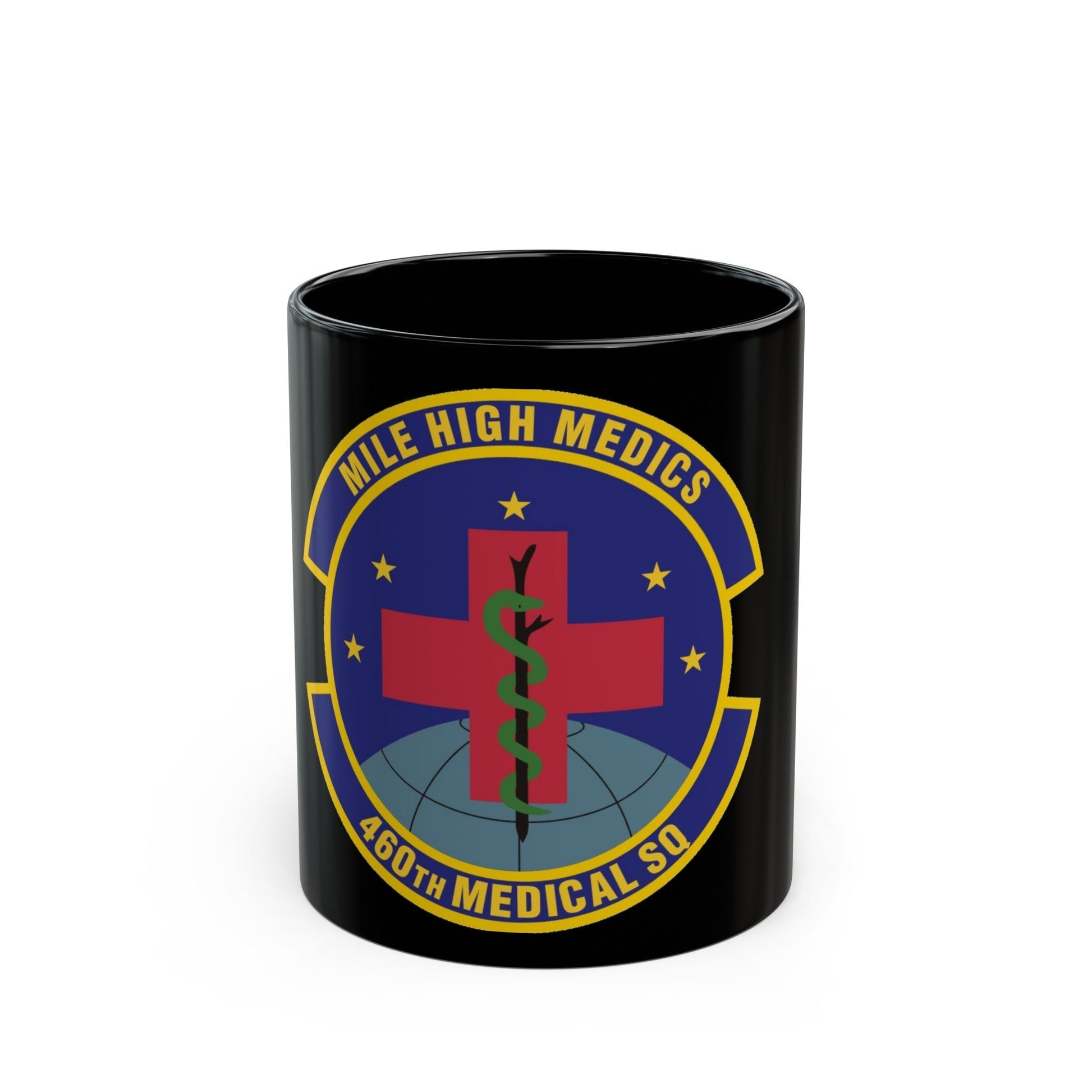 460th Medical Squadron (U.S. Air Force) Black Coffee Mug-11oz-The Sticker Space